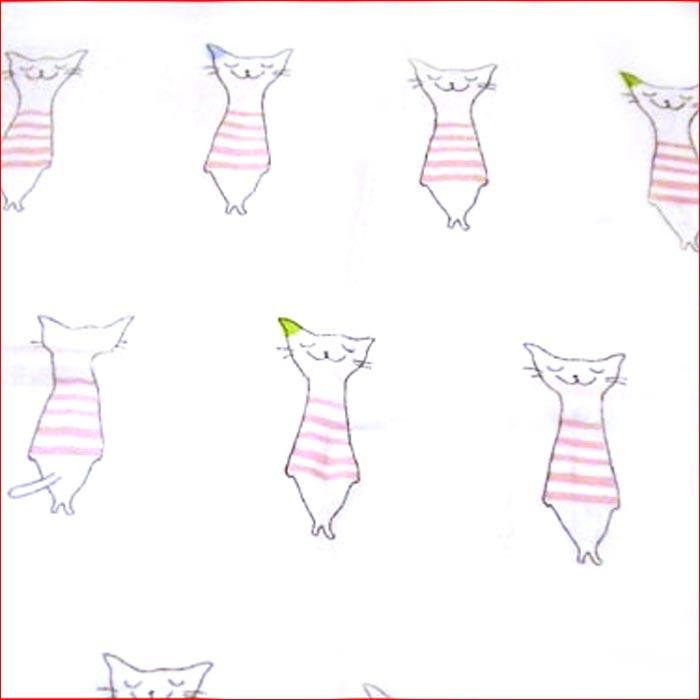 ２重ガーゼ 薄生地 バスタオル　かわいいネコちゃんがいっぱい ベビー 子供 シーツ タオルケット・ピンク 2114-01　プレゼント ギフト |  | 02