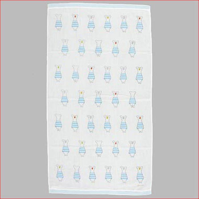 ２重ガーゼ 薄生地 バスタオル　かわいいクマさんがいっぱい ベビー 子供 シーツ タオルケット・ブルー 2114-02　プレゼント ギフト |  | 06