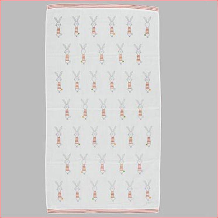 ２重ガーゼ 薄生地 バスタオル　かわいいウサギさんがいっぱい ベビー 子供 シーツ タオルケット・オレンジ 2114-03　プレゼント ギフト |  | 06