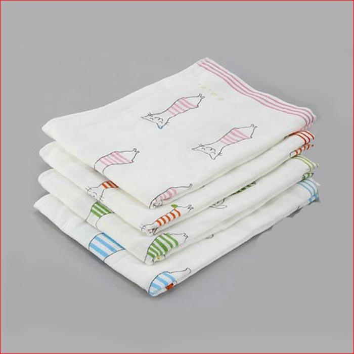 ２重ガーゼ 薄生地 バスタオル　かわいいブタさんがいっぱい ベビー 子供 シーツ タオルケット・グリーン 2114-04　プレゼント ギフト | ブランド登録なし | 07