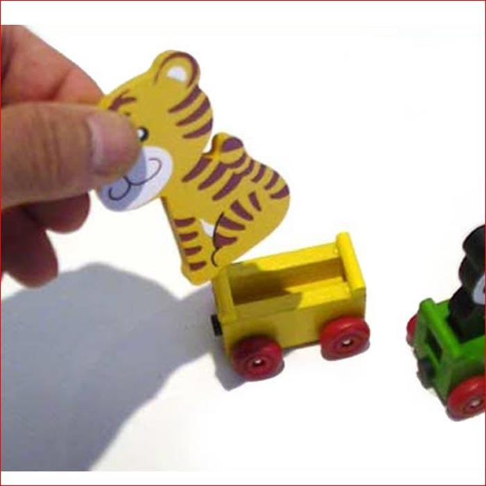 木製 木のおもちゃ 磁石付連結汽車ぽっぽ  動物運搬車  とら、パンダ、くま 知育玩具 2129-04 | ブランド登録なし | 02