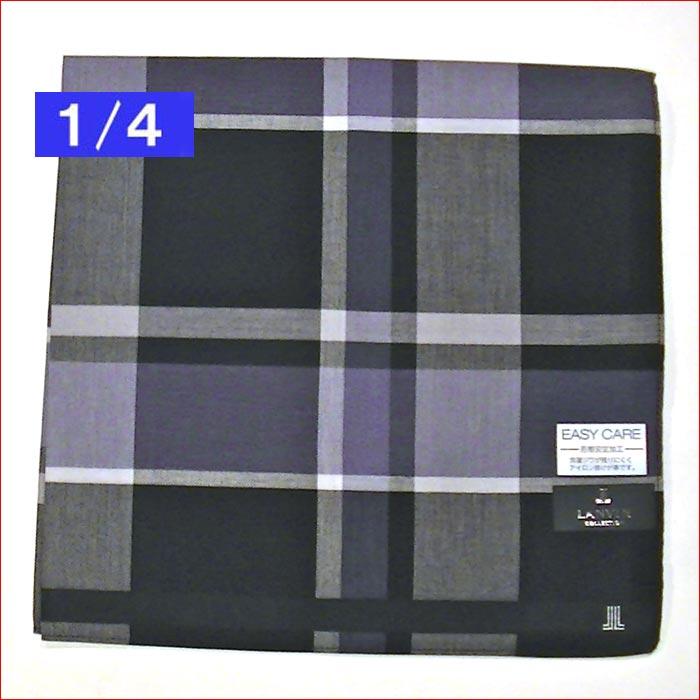 ランバン LANVIN メンズハンカチ 形態安定加工　ハンカチ 日本製・ブラック 2216-53　プレゼント ギフト | ブランド登録なし | 02