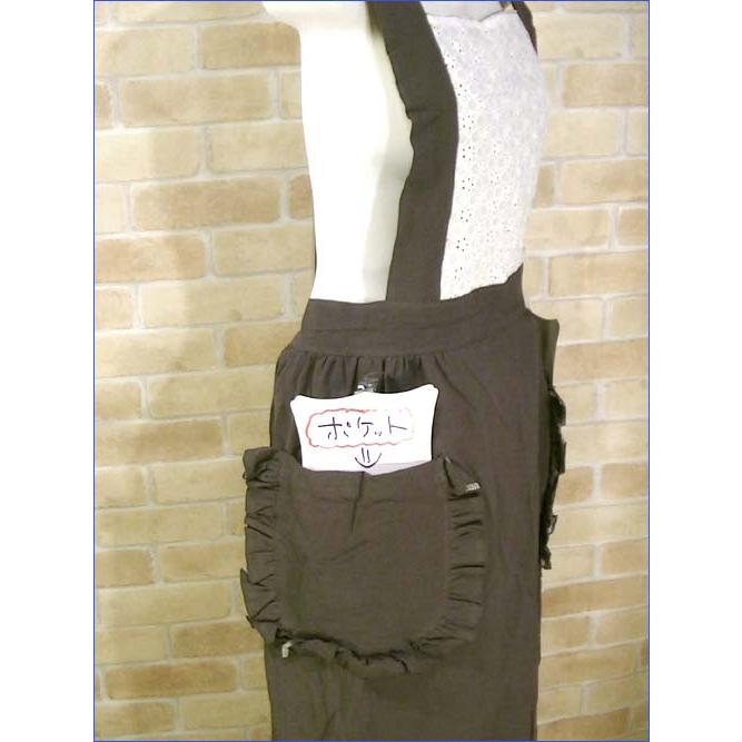 コットンエプロン　後ろひも結び 胸元レース エプロン ブラウン 2312-03　プレゼント ギフト | ブランド登録なし | 06