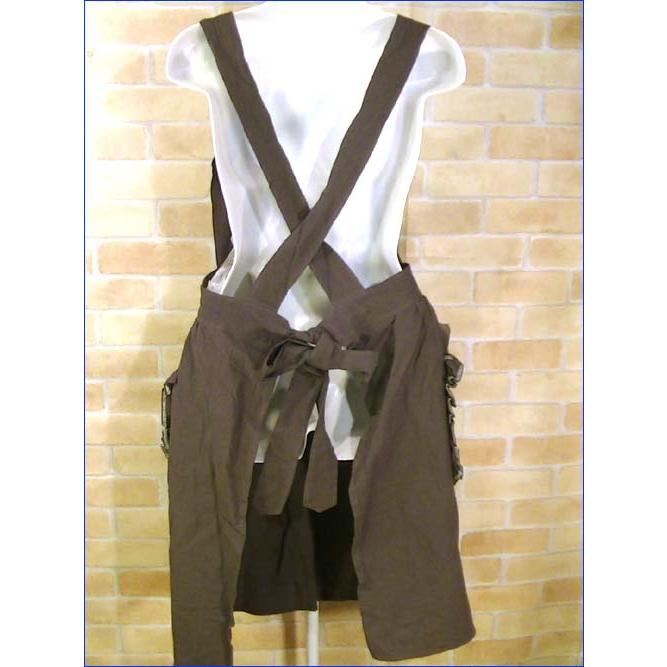 コットンエプロン　後ろひも結び 胸元レース エプロン ブラウン 2312-03　プレゼント ギフト | ブランド登録なし | 07