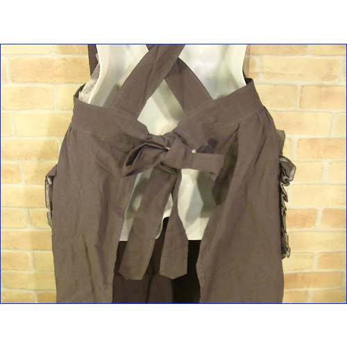 コットンエプロン　後ろひも結び 胸元レース エプロン ブラウン 2312-03　プレゼント ギフト | ブランド登録なし | 08