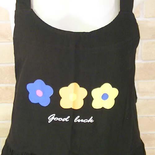 後ろひも結び　前結び 可 胸元のお花がかわいい エプロン ブラック 2312-06　プレゼント ギフト | ブランド登録なし | 09