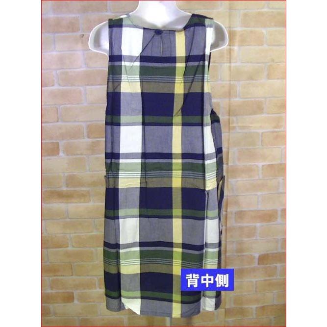 エプロン かぶり 花の刺繍 格子柄　ネイビー＆グリーン 2313-18　プレゼント ギフト | ブランド登録なし | 05