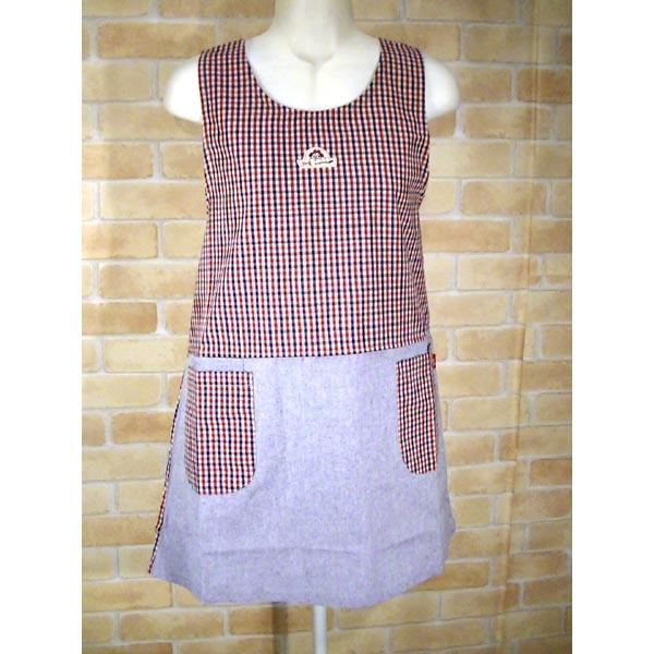 エプロン うしろ・ボタン＆ひも結び 細かチェック柄 エプロン 2313-27　プレゼント ギフト | ブランド登録なし