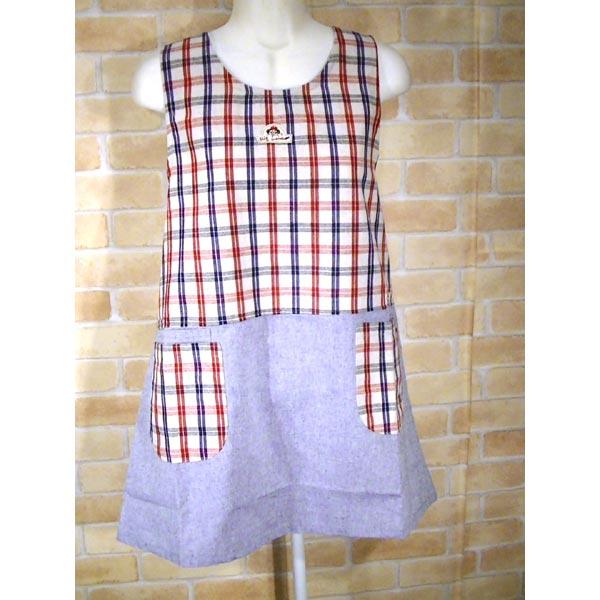 エプロン うしろ・ボタン＆ひも結び チェック柄 エプロン 2313-29 | ブランド登録なし