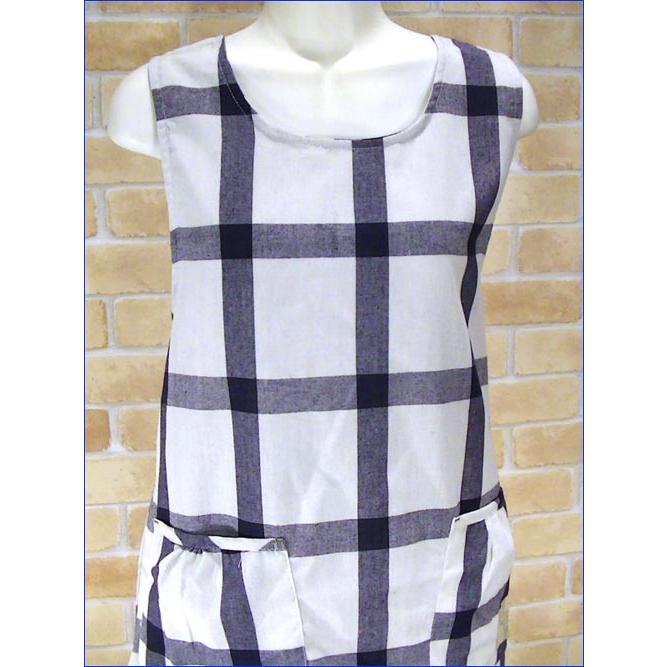 エプロン　サイドボタン 格子柄　おしゃれ・アイボリー 2313-53　プレゼント ギフト | ブランド登録なし | 02