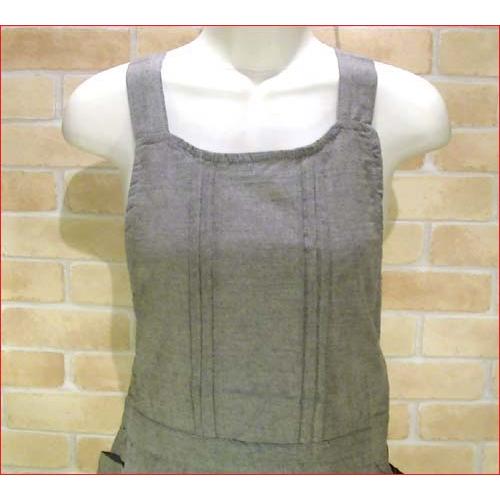 エプロン　後ろ結び 裾に花模様　おしゃれ かわいい グレー 2314-40　プレゼント ギフト | ブランド登録なし