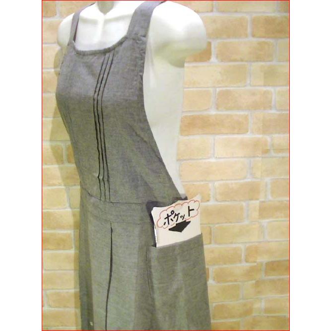 エプロン　後ろ結び 裾に花模様　おしゃれ かわいい グレー 2314-40　プレゼント ギフト | ブランド登録なし | 03