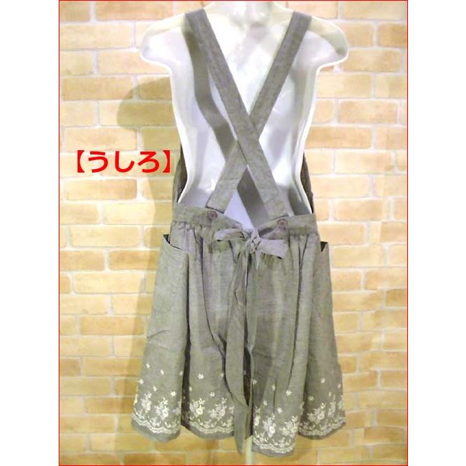 エプロン　後ろ結び 裾に花模様　おしゃれ かわいい グレー 2314-40　プレゼント ギフト | ブランド登録なし | 05