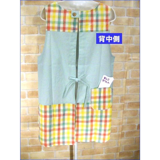 エプロン チェック柄　ボタン＆紐結び バラ＆マーガレット ポケット付き 2315-30　プレゼント ギフト | kusuguru | 06