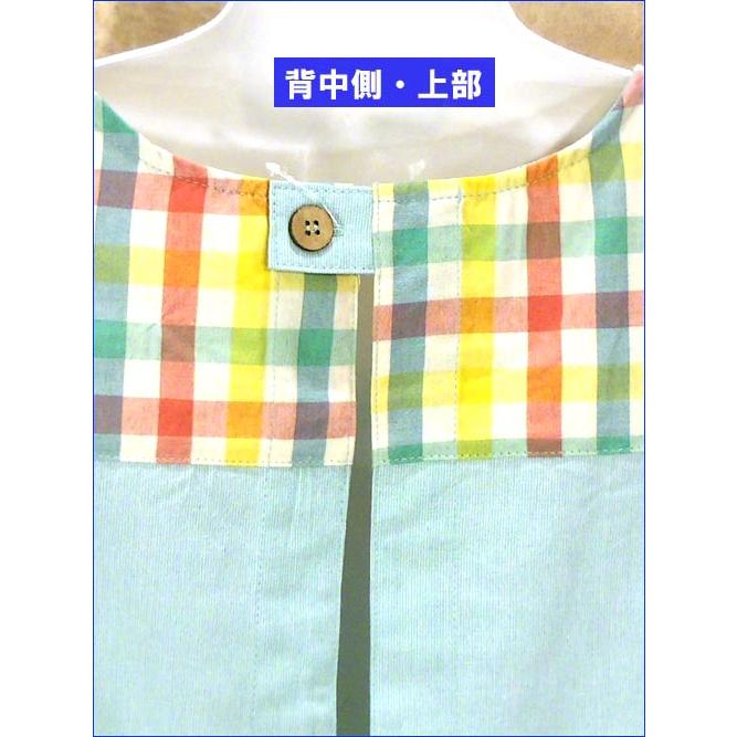 エプロン チェック柄　ボタン＆紐結び バラ＆マーガレット ポケット付き 2315-30　プレゼント ギフト | kusuguru | 07