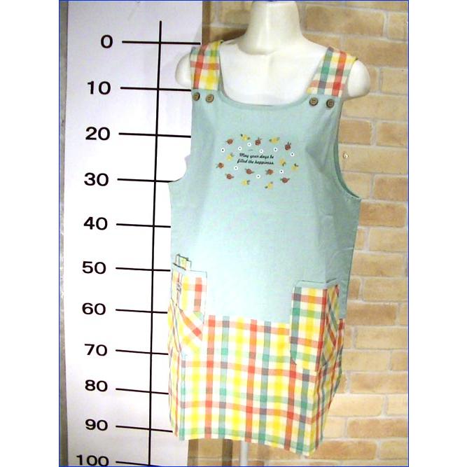 エプロン チェック柄　ボタン＆紐結び バラ＆マーガレット ポケット付き 2315-30　プレゼント ギフト | kusuguru | 09