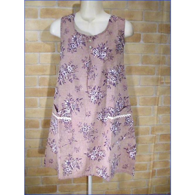 ローズ柄 エプロン　上下紐結び エプロン レース付きポケット・ピンク 2315-33　プレゼント ギフト | kusuguru | 01