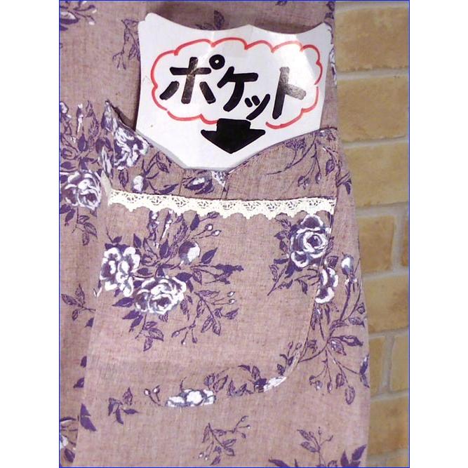 ローズ柄 エプロン　上下紐結び エプロン レース付きポケット・ピンク 2315-33　プレゼント ギフト | kusuguru | 05