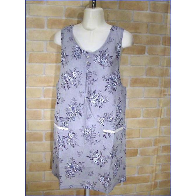 ローズ柄 エプロン　上下紐結び エプロン ポケットはレース付き・ブルー 2315-34　プレゼント ギフト | kusuguru | 01