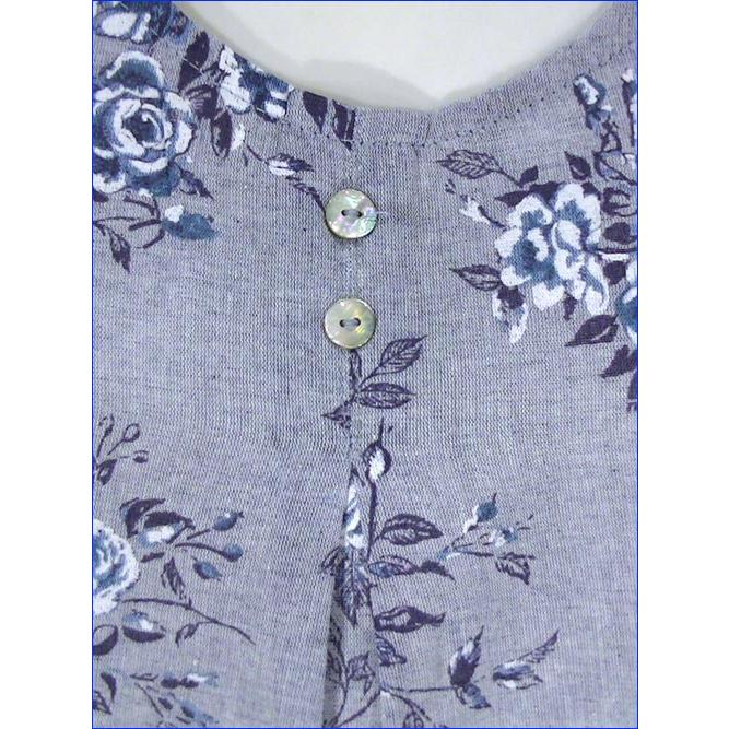 ローズ柄 エプロン　上下紐結び エプロン ポケットはレース付き・ブルー 2315-34　プレゼント ギフト | kusuguru | 02