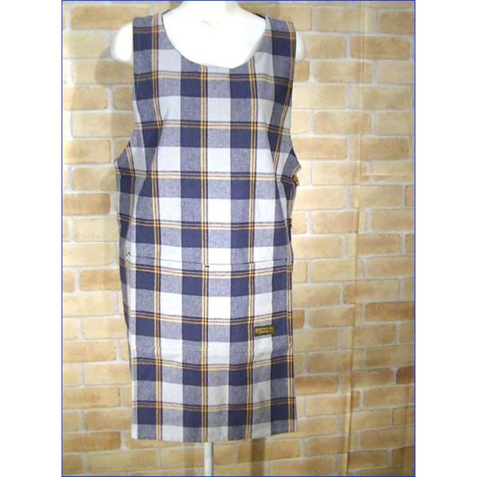 横ボタン エプロン　インド綿　チェック柄・ネイビー 2321-07　プレゼント ギフト | ブランド登録なし | 01