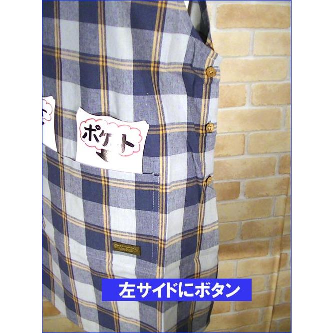 横ボタン エプロン　インド綿　チェック柄・ネイビー 2321-07　プレゼント ギフト | ブランド登録なし | 03