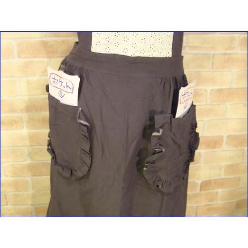 コットンエプロン　後ろひも結び 胸元レース エプロン ブラウン 2412-03　母の日 プレゼント ギフト 贈り物 お祝い | ブランド登録なし | 03