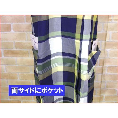 エプロン かぶり 花の刺繍 格子柄 ネイビー＆グリーン 2413-18　母の日 プレゼント ギフト 贈り物 お祝い | ブランド登録なし | 04