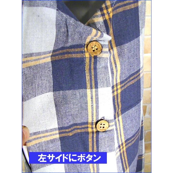 横ボタン エプロン　インド綿　チェック柄・ネイビー 2421-07　母の日 プレゼント ギフト 贈り物 お祝い | ブランド登録なし | 04