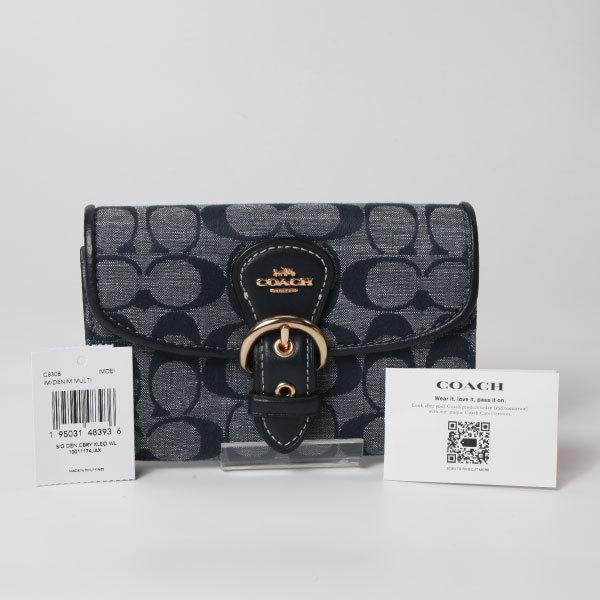 送料無料 財布 COACH Kleo Wallet In Signature Chambray C8308 コーチ クレオ ウォレット シグネチャー シャンブレー アウトレット｜tkflatbush