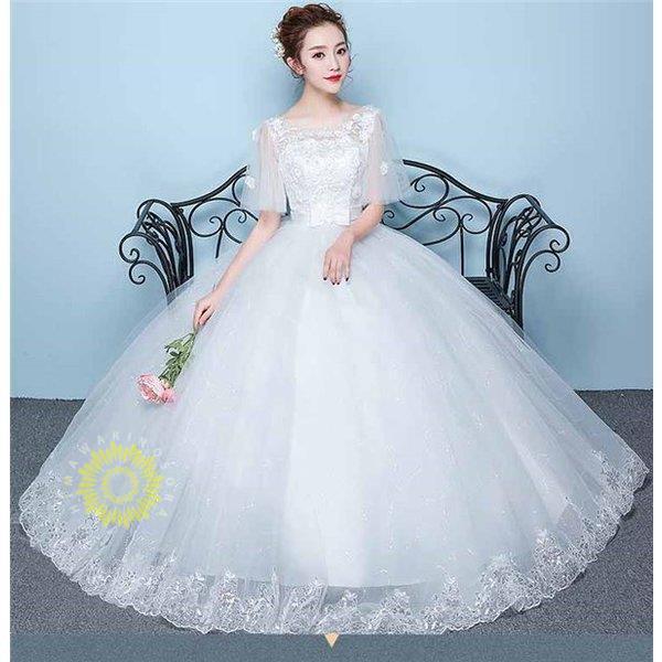 店長おすすめ ウェディングドレス aラインドレス レース 二次会  