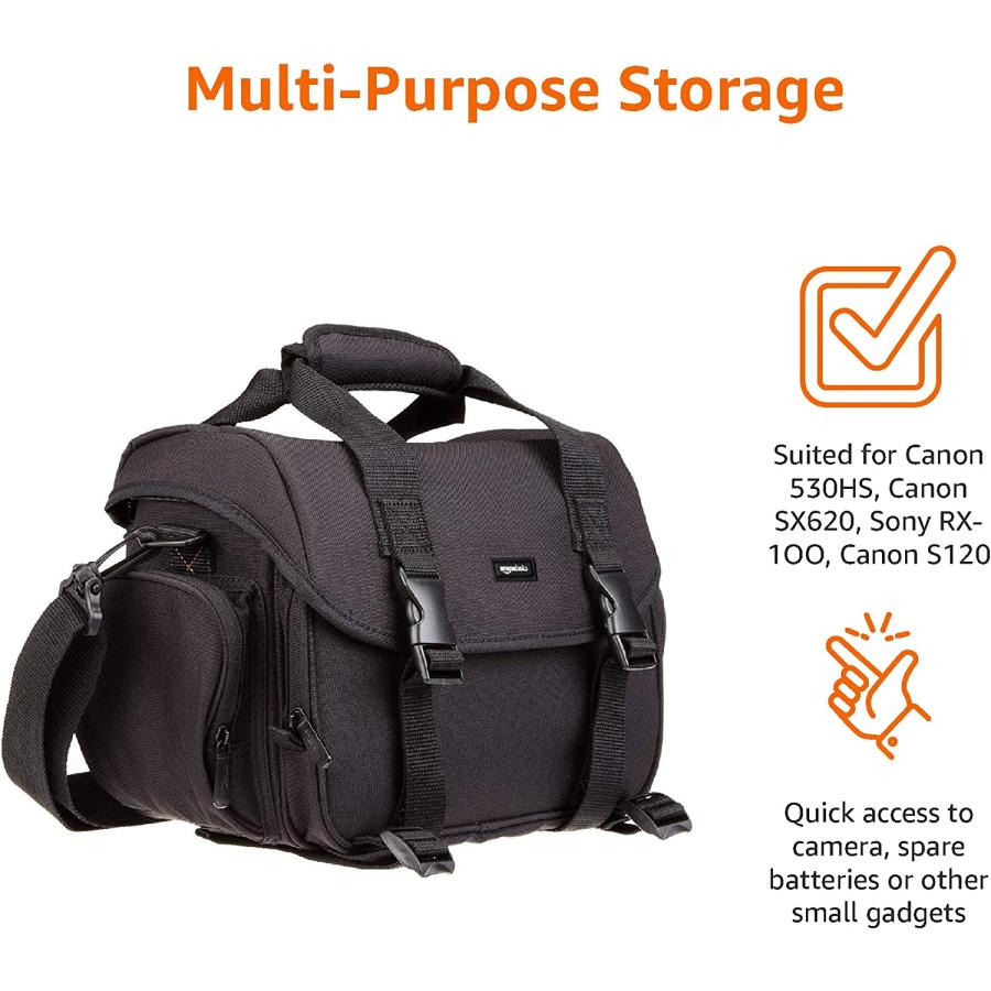 カメラバッグ 一眼レフ用 32.4 x 20.3 24.8 cm ブラック(内装色グレー