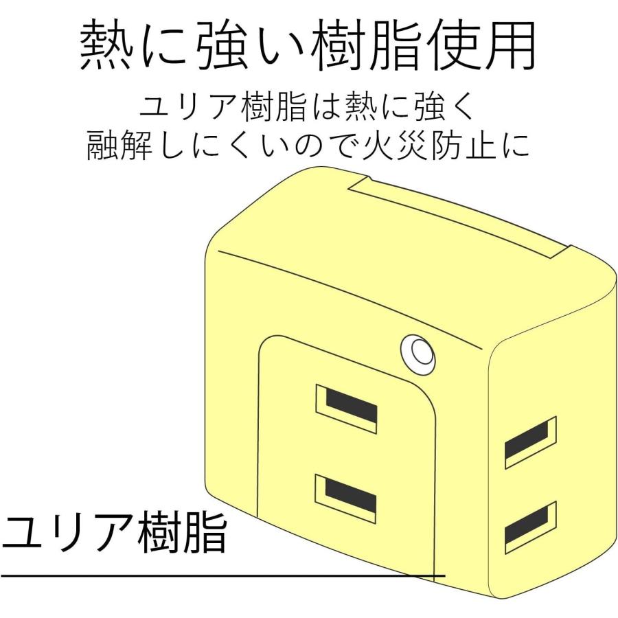 エレコム 電源タップ トリプルタップ 雷ガード 3個口 ホワイト T-KTR01WH｜tkhc｜06