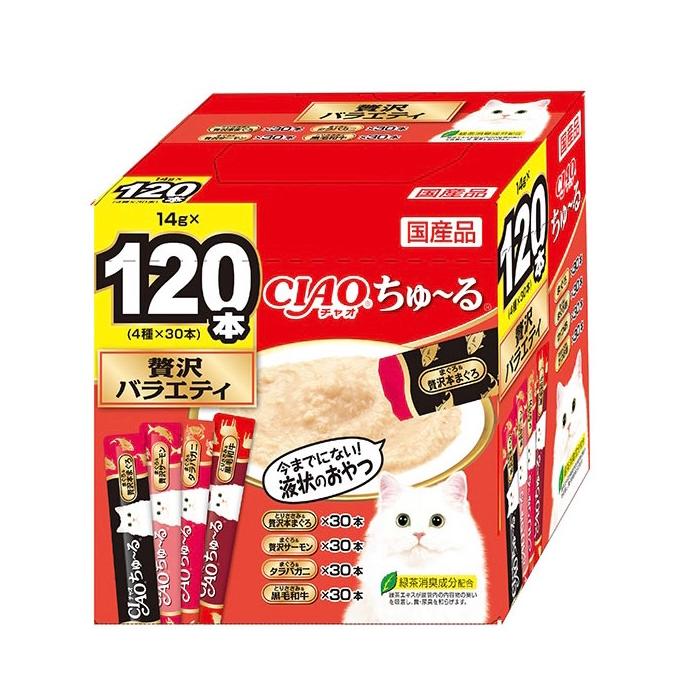 いなば　ちゅ〜る　贅沢バラエティ　１４ｇ×１２０本　CIAO　チャオ　ちゅーる　チュール　猫　賞味期限2026年10月以降 の商品画像