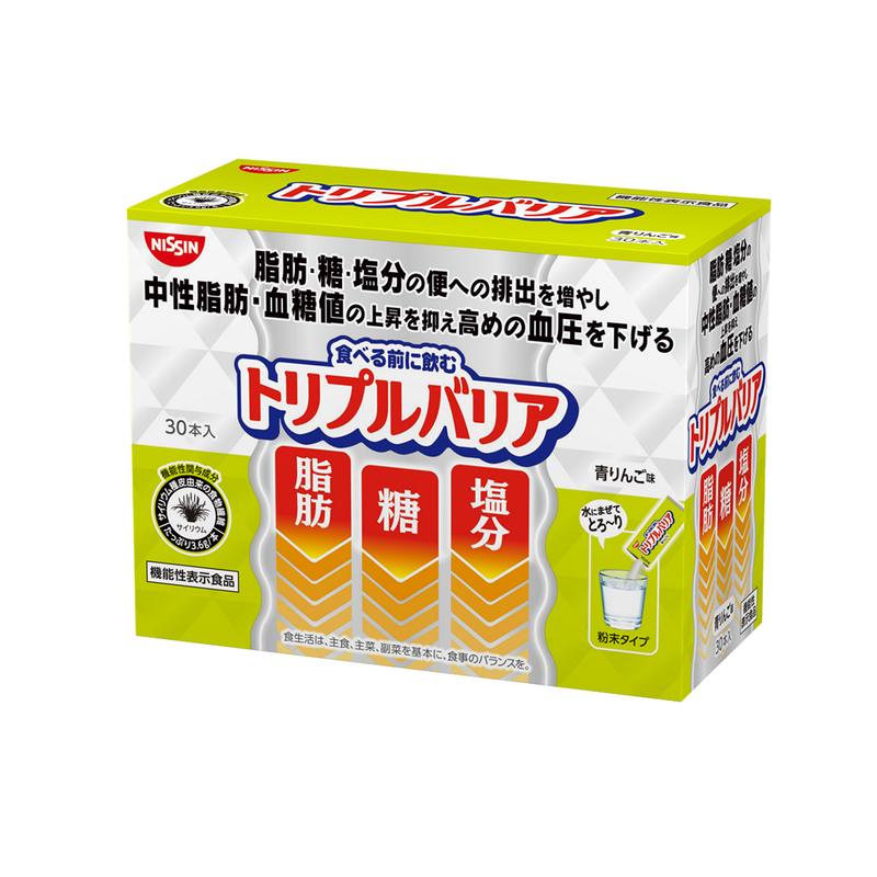 トリプルバリア 日清食品 青りんご味 30本入り×1箱 箱から出して発送