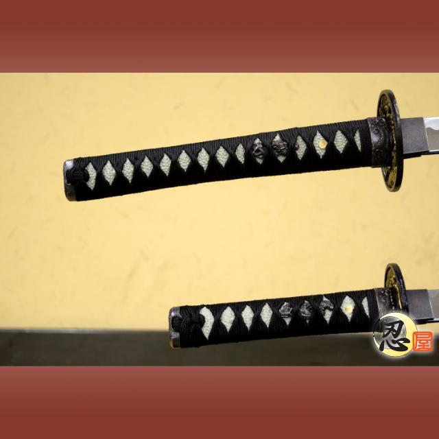 模造刀 黒呂鞘 大刀 小刀セット kuroro クリーニングクロス付セット