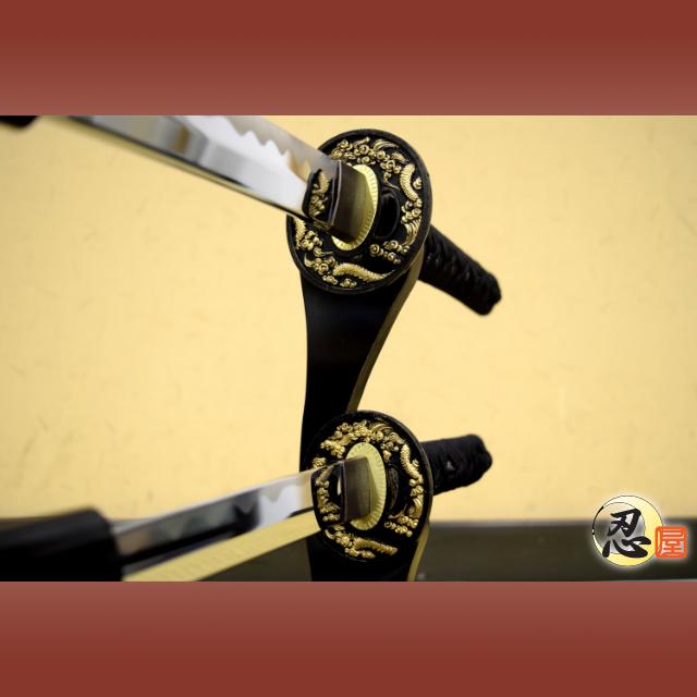 模造刀 黒呂鞘 大刀 小刀セット kuroro クリーニングクロス付セット