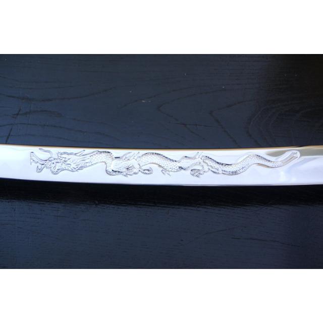 模造刀 彫金 竜黒 大刀 刀身竜彫 クリーニングクロス付セット 国産