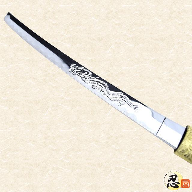 模造刀 短刀 龍鶴亀 彫金 竜刀身 クリーニングクロス付セット 国産 コスプレ_1