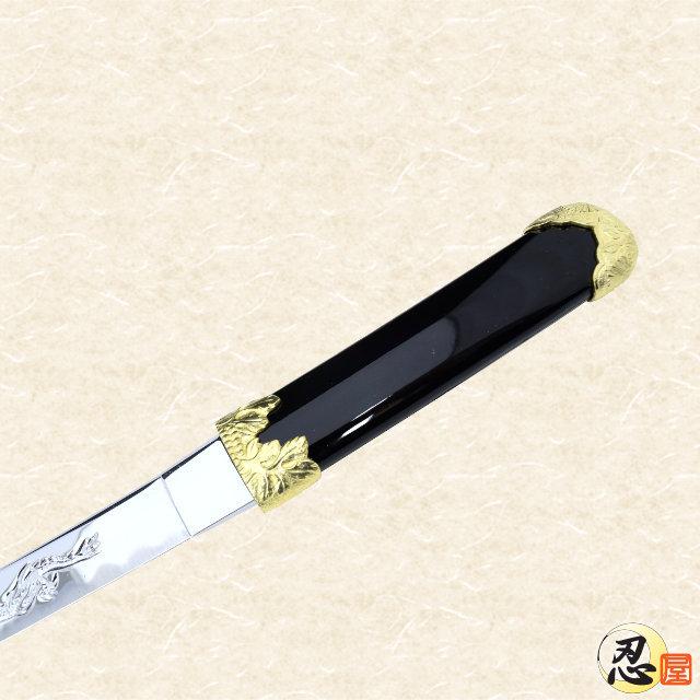 模造刀 短刀 龍鶴亀 彫金 竜刀身 クリーニングクロス付セット 国産 コスプレ_4
