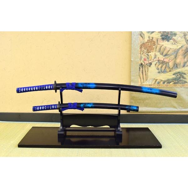 模造刀 マーブル青 大刀 小刀セット Blue Marble クリーニング