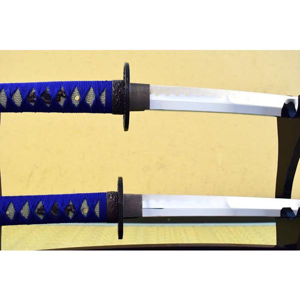 模造刀 マーブル青 大刀 小刀セット Blue Marble クリーニングクロス付