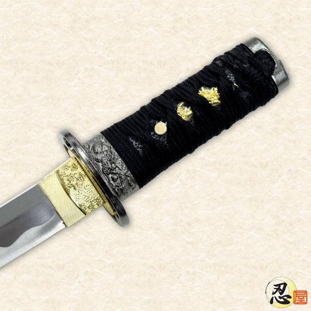 模造刀 懐剣 黒銀雲鞘 黒糸下緒 美術刀仕様 クリーニングクロス付 刀袋