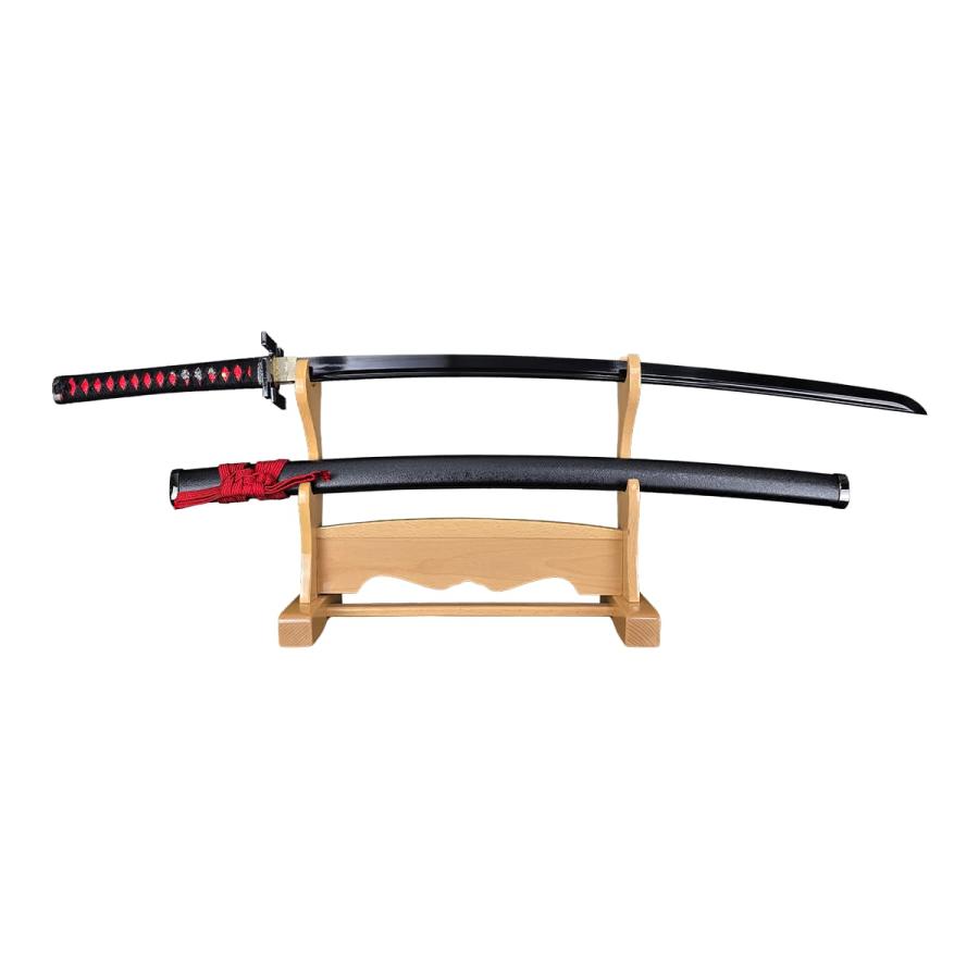 模造刀 黒斬剣 卍鍔 樋入り黒塗り刀身 観賞美術刀剣 クリーニング
