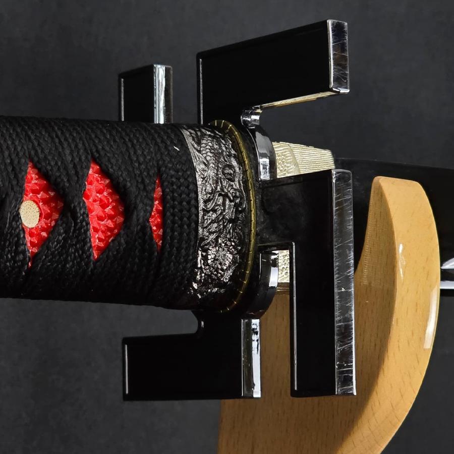 模造刀 黒斬剣 卍鍔 樋入り黒塗り刀身 観賞美術刀剣 クリーニング