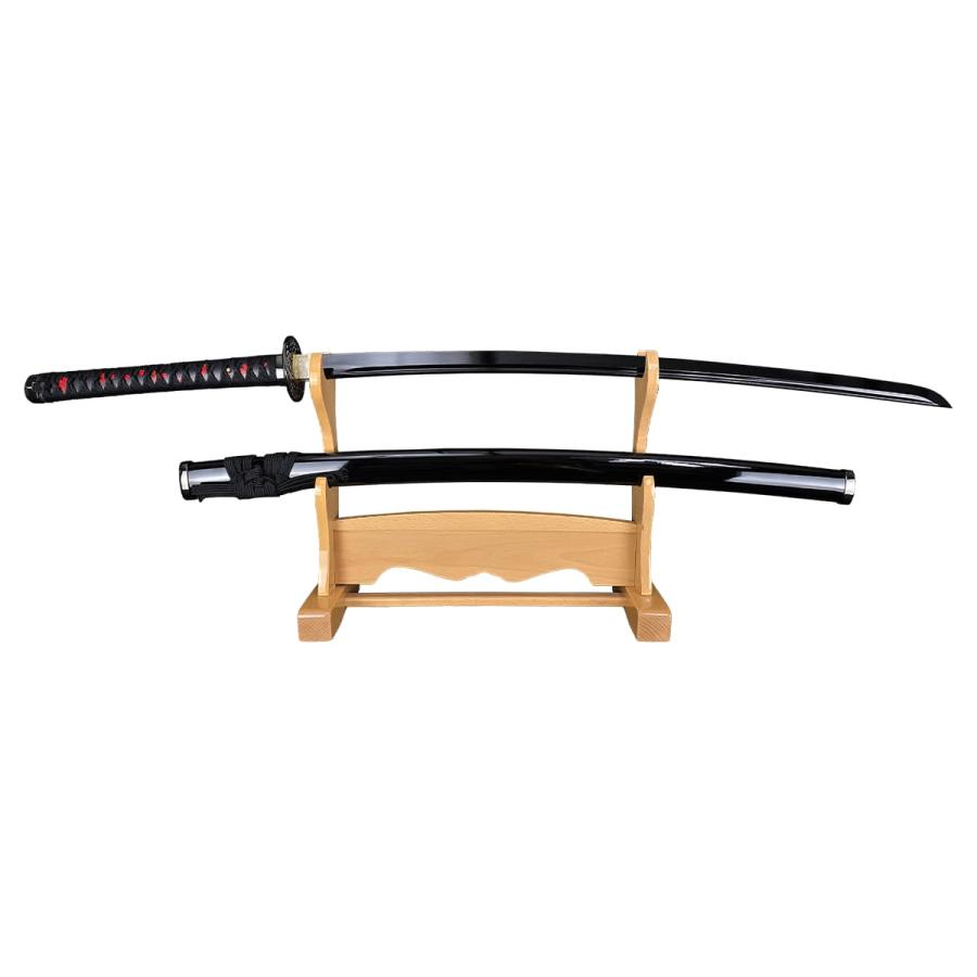 模造刀 黒斬剣 艶桜拵え 樋入り黒塗り刀身 観賞美術刀剣 クリーニング