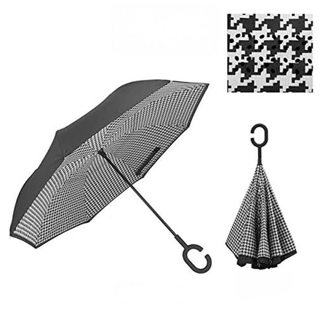 CRUX リバースアンブレラ 千鳥格子 60cm 手開き 反対向きに