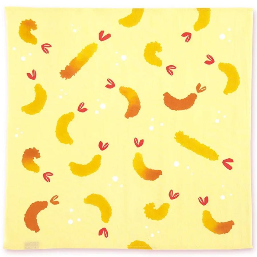 注染はんかち エビフライ kenema 日本製 ハンカチ 手染め 大判 44cm角