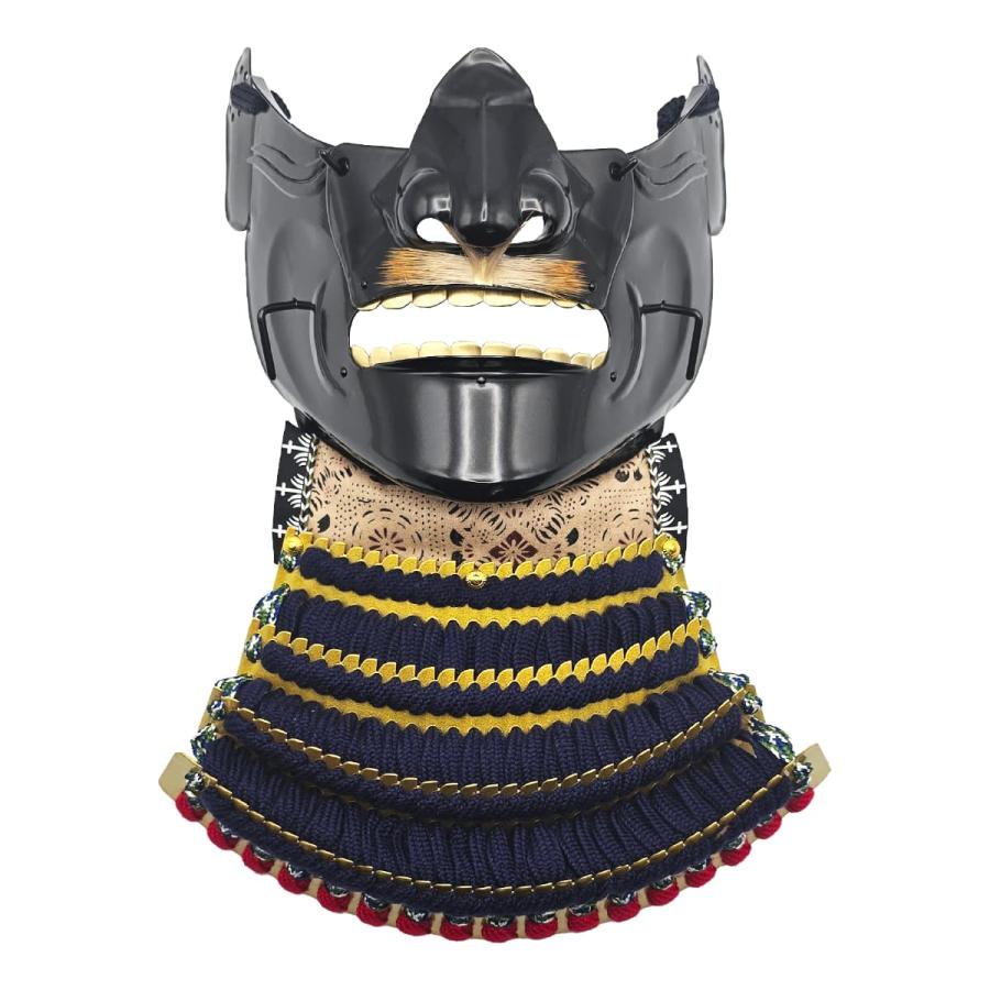 景光甲冑工房作 鉄製 面頬（めんぽお）黒・金 [ 日本製 甲冑 面具 烈勢