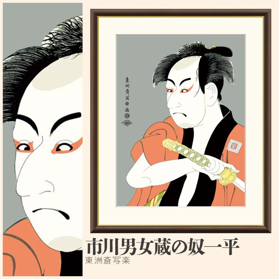 額絵市川男女蔵の奴一平 東洲斎写楽 F6サイズ 役者絵 大首絵 恋女房染
